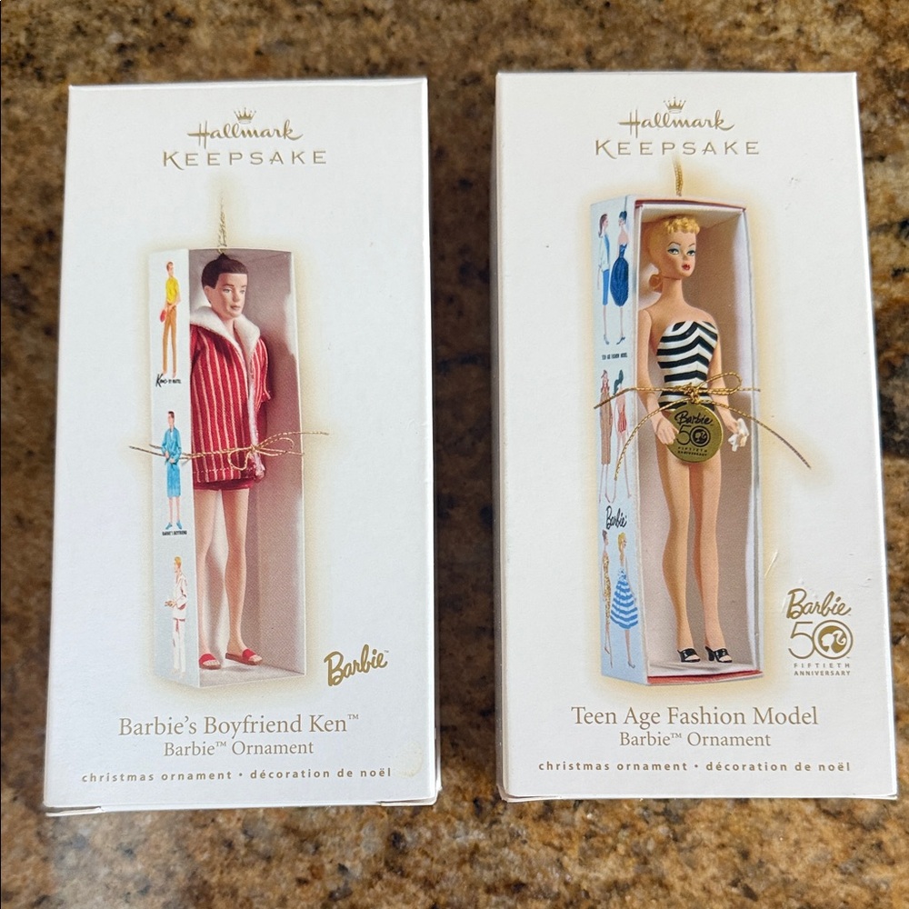 Hallmark Keepsake Barbie and Ken Ornaments - Red and Black